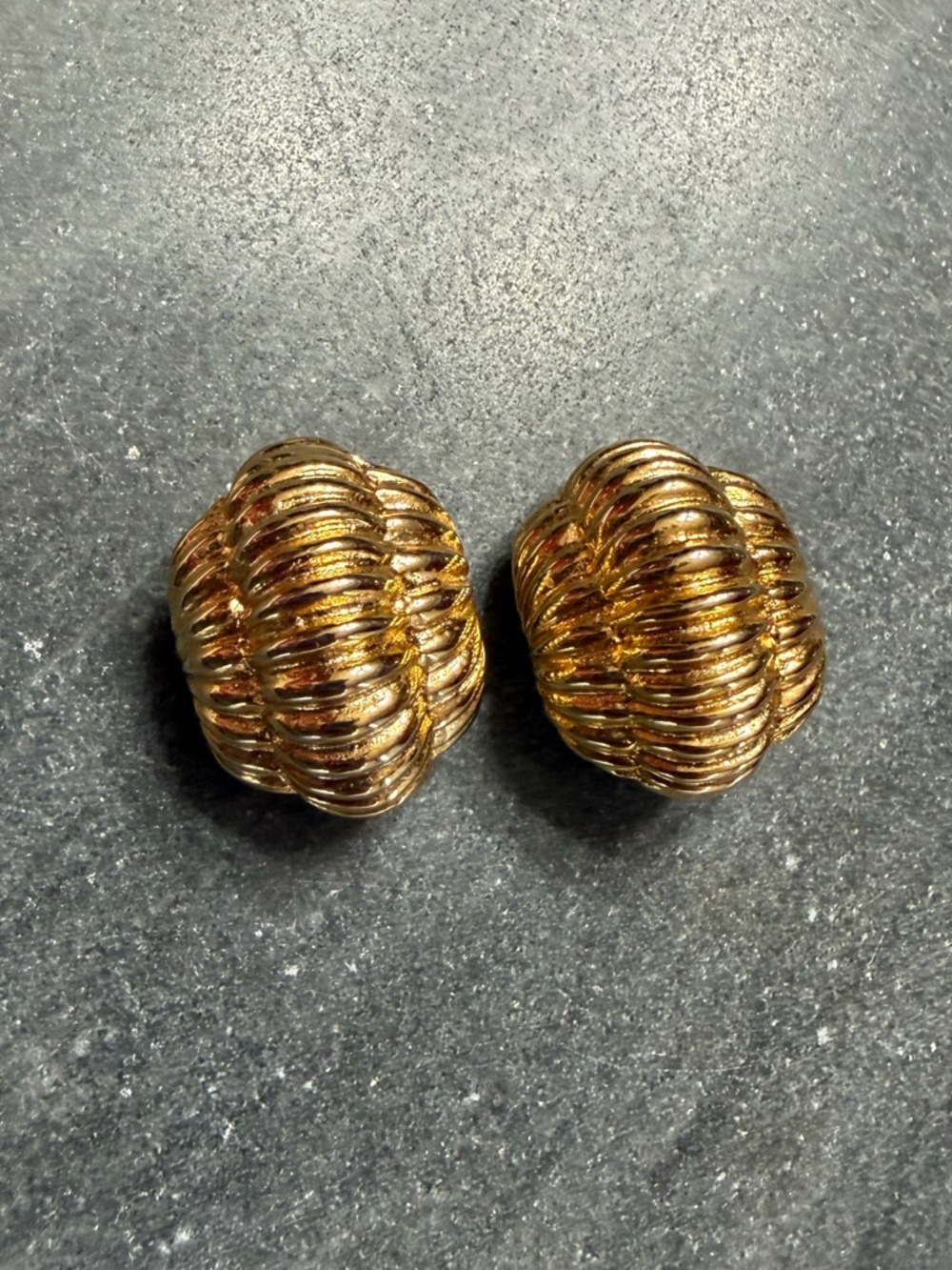 Vintage Gold Dome Half Hoop Clip Earrings